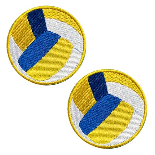 2 Stück Volleyball Logo Patch Fun Symbol Bestickter Aufnäher Insignien Sport Symbolisch Patch mit Klett für Rucksäcke Kleidung Taschen Uniform Weste Jersey Biker Patch Gesammelt von Zcketo