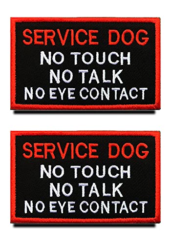 2 Stück Warnung: Service Hund Keine Berührung Keine Diskussion "No Touch No Talk Warning" Westen/Geschirre Bestickter Aufnäher mit Klettverschluss für Diensthunde, Blindenhunde Geschirrweste von Zcketo