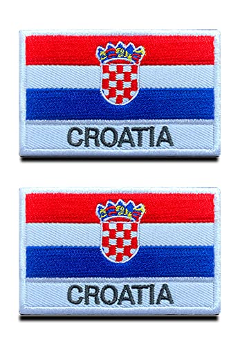 2 Stücke Croatia Kroatien kroatisch Flagge Annähen Patch mit Klettverschluss zum Kleidung Taschen Rucksack Uniform Jean Weste Hundegeschirr Militär Taktisch Draussen Reisen Uniform von Zcketo