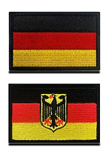 2 Stücke Deutschland Adler Patch Deutsche Militär Flagge Aufnäher mit Klettverschluss Deutsch Germany Taktisch Patch für Helm Klett T-Shirt Jacke Hosen Kap Draussen Reisen Sammeln von Zcketo