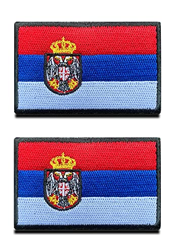 2 Stücke Serbien Balkan Serbia Flagge Annähen Patch mit Klettverschluss zum Kleidung Taschen Rucksack Uniform Weste Hundegeschirr Militär Taktisch Draussen Reisen Uniform von Zcketo