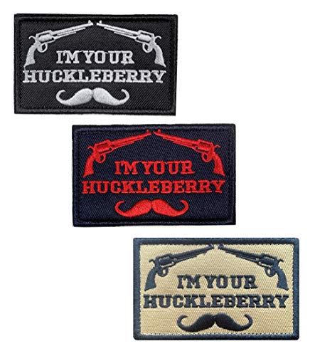 3 Packungen "I'm Your Huckleberry", lustiger Aufnäher, voll bestickt, taktisch, mit Klettverschluss, Emblem-Applikation, Militärkleidung, Kleidung, Hüte, Jeans, Huckleberry-Patches, 8 x 5 cm 3 Packungen "I'm Your Huckleberry", lustiger Aufnäher, voll bestickt, taktisch, mit Klettverschluss, Emblem-Applikation, Militärkleidung, Kleidung, Hüte, Jeans, Huckleberry-Patches, 8 x 5 cm von Zcketo