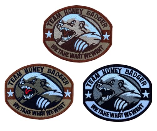 3 Stück "Team Honey Baoger,We Take What We Want" Patch Fun Brüllender Bär Bestickter Aufnäher Insignien Patch mit Klett für Rucksäcke Kleidung Taschen Uniform Weste Jersey Biker DIY von Zcketo