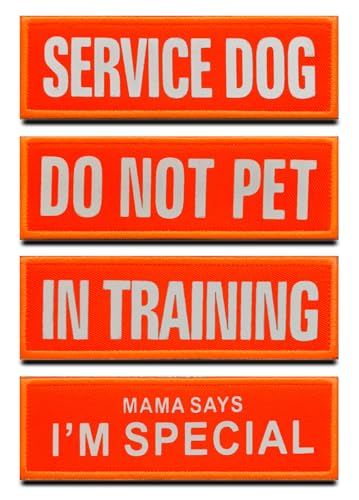4 Stück Orange Reflektierend "SPECIAL/SERVICE DOG/DO NOT PET/IN TRAINING" Diensthunde Patch Taktisch Moral Hund Patch zum Hunde Weste Hunde Harness Blindenhunde Kleidung Rucksack 4 Stück Orange Reflektierend "SPECIAL/SERVICE DOG/DO NOT PET/IN TRAINING" Diensthunde Patch Taktisch Moral Hund Patch zum Hunde Weste Hunde Harness Blindenhunde Kleidung Rucksack von Zcketo