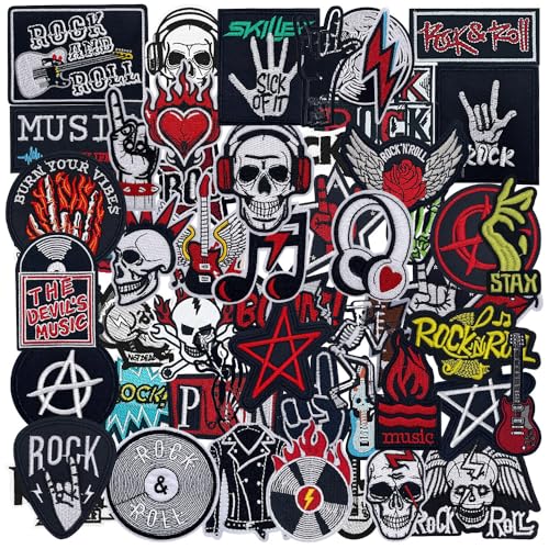 58 Stück Dark Goth Aufnäher zum Aufbügeln auf bestickte Applikationen, cooles, trendiges Hippie-Rock-and-Roll-Musikband, Aufnäher, Emblem für Jacken, Kleidung, Jeans, Rucksäcke, Hüte, DIY-Zubehör 58 Stück Dark Goth Aufnäher zum Aufbügeln auf bestickte Applikationen, cooles, trendiges Hippie-Rock-and-Roll-Musikband, Aufnäher, Emblem für Jacken, Kleidung, Jeans, Rucksäcke, Hüte, DIY-Zubehör von Zcketo