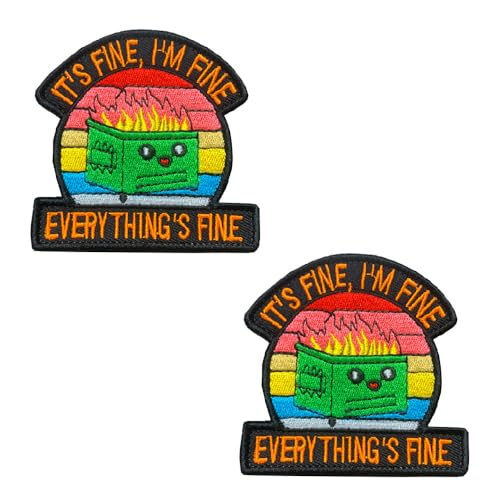 Aufnäher mit Aufschrift "It's Fine,I'm Fine Everything is Fine", taktischer Klettverschluss, bestickt, für Kleidung, Rucksack, Taschen, Westen, Jacken, Hüte, Hundegeschirr, 2 Stück Aufnäher mit Aufschrift "It's Fine,I'm Fine Everything is Fine", taktischer Klettverschluss, bestickt, für Kleidung, Rucksack, Taschen, Westen, Jacken, Hüte, Hundegeschirr, 2 Stück von Zcketo