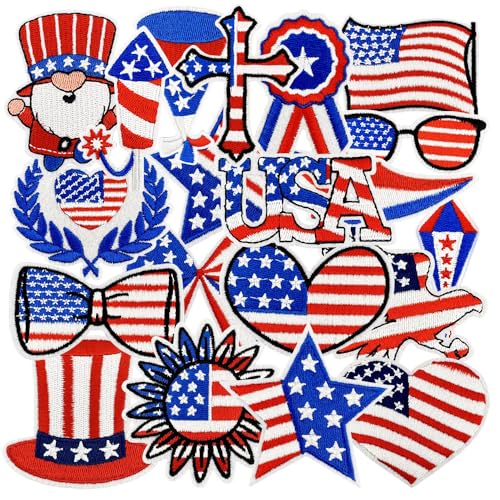 Aufnäher zum Aufbügeln im amerikanischen patriotischen Stil, zum Aufbügeln, 4. Juli Unabhängigkeitstag, bestickte amerikanische Flagge, Urlaub, DIY-Dekorationen, Reparatur, Aufnähen, Applikation für Aufnäher zum Aufbügeln im amerikanischen patriotischen Stil, zum Aufbügeln, 4. Juli Unabhängigkeitstag, bestickte amerikanische Flagge, Urlaub, DIY-Dekorationen, Reparatur, Aufnähen, Applikation für von Zcketo