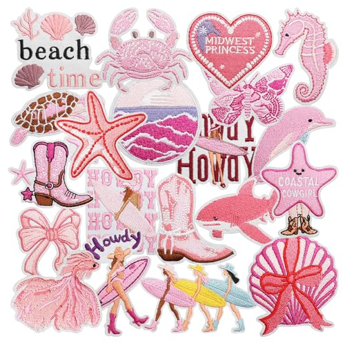 Bestickte Aufnäher zum Aufbügeln, Motiv: Küstenmädchen, Sommer, Urlaub, Strand, Erkundung, Cowgirl, Mädchen, verschiedene ästhetische Aufnäher, für Kleidung, Jeans, Hut, Kleid, Hemden, Schuhe, Taschen Bestickte Aufnäher zum Aufbügeln, Motiv: Küstenmädchen, Sommer, Urlaub, Strand, Erkundung, Cowgirl, Mädchen, verschiedene ästhetische Aufnäher, für Kleidung, Jeans, Hut, Kleid, Hemden, Schuhe, Taschen von Zcketo