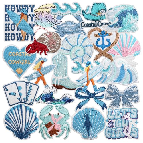 Bestickte Aufnäher zum Aufbügeln, Motiv: Küstenmädchen, Sommerurlaub, Ozean, Erkundung, Cowgirl, Mädchen, sortiert, ästhetisch, zum Aufnähen, für Kleidung, Jeans, Hut, Kleid, Hemden, Schuhe, Taschen Bestickte Aufnäher zum Aufbügeln, Motiv: Küstenmädchen, Sommerurlaub, Ozean, Erkundung, Cowgirl, Mädchen, sortiert, ästhetisch, zum Aufnähen, für Kleidung, Jeans, Hut, Kleid, Hemden, Schuhe, Taschen von Zcketo