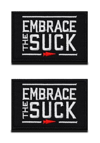 Embrace The Suck, taktischer lustiger Aufnäher, bestickt, Moral-Applikation, Klettverschluss, Biker-Emblem, trendiger Aufnäher für Rucksäcke, Uniformen, Jacken, Westen, Hüte und mehr, 2 Stück Embrace The Suck, taktischer lustiger Aufnäher, bestickt, Moral-Applikation, Klettverschluss, Biker-Emblem, trendiger Aufnäher für Rucksäcke, Uniformen, Jacken, Westen, Hüte und mehr, 2 Stück von Zcketo