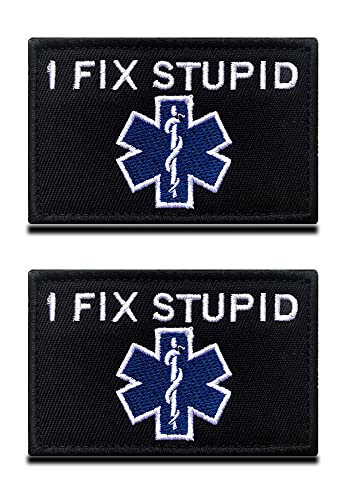 I Fix Stupid EMT EMS Patch 2 Stück, bestickt lustige Applikation Verschluss Haken & Schlaufe Taktisches medizinisches Emblem Patch zum Zeigen von Kappen Taschen Rucksack Weste Hundegeschirr Kleidung I Fix Stupid EMT EMS Patch 2 Stück, bestickt lustige Applikation Verschluss Haken & Schlaufe Taktisches medizinisches Emblem Patch zum Zeigen von Kappen Taschen Rucksack Weste Hundegeschirr Kleidung von Zcketo
