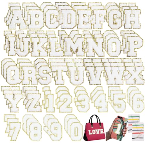 Selbstklebende Chenille-Buchstaben und Zahlen, 3D-Stickerei, zum Aufbügeln oder Aufnähen, Alphabet A-Z, Zahlen 0–9, Chenille-Stoffaufkleber für Kleidung, Hüte, Schuhe, Taschen, Jeans, Mäntel, Weiß Selbstklebende Chenille-Buchstaben und Zahlen, 3D-Stickerei, zum Aufbügeln oder Aufnähen, Alphabet A-Z, Zahlen 0–9, Chenille-Stoffaufkleber für Kleidung, Hüte, Schuhe, Taschen, Jeans, Mäntel, Weiß von Zcketo