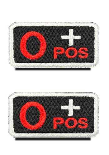 Taktischer Bluttyp O+ Positiver Aufnäher, bestickt, Klettverschluss, Militärabzeichen, Erste-Hilfe-Tasche, Emblem, Patch für Outdoor, Reisen, Sport, CS, Militär, medizinische Hilfe, Schwarz und Rot, 2 Taktischer Bluttyp O+ Positiver Aufnäher, bestickt, Klettverschluss, Militärabzeichen, Erste-Hilfe-Tasche, Emblem, Patch für Outdoor, Reisen, Sport, CS, Militär, medizinische Hilfe, Schwarz und Rot, 2 von Zcketo