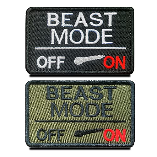 Zcketo 2 Packungen Tactical Beast Mode On Military Combat Badge Embroidered Patch Hook & Loop Beast Mode Patch for Military Clothing Clothing Hats Backpack Dog Vest - 8x5cm von Zcketo