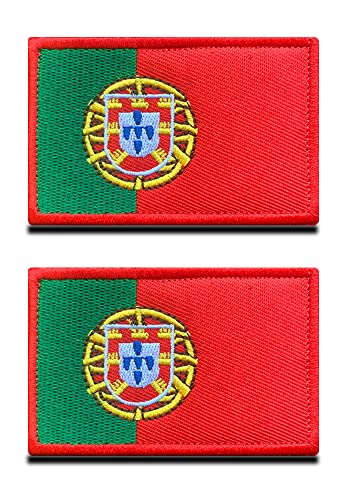 Zcketo 2 Pack Portugal Flagge und Portugiesischer Nationalflagge Patch, bestickt, Klettverschluss, Emblem, Aufnäher, für Rucksack, Kappe, Jacke, Jeans, Weste, Tasche, Kleidung von Zcketo