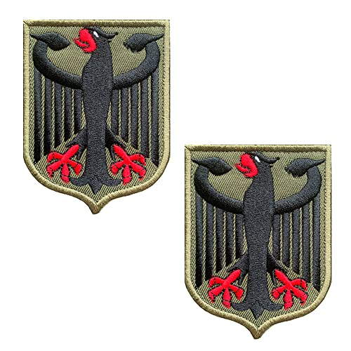 Zcketo 2 St. Deutschland Adler Patch Bundesadler Taktisch Adler-Schild Patch mit Klettverschluss für Kleidung Taschen Rucksack Uniform Weste Hundegeschirr Militär Taktisch Draussen Ausrüstung von Zcketo