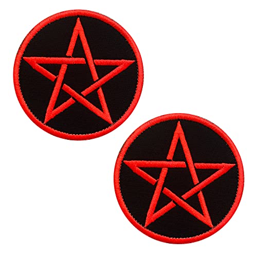 Zcketo 2 St. Goth Heidnische Symbole Pentagramm Bestickter Aufnäher Goth Bestickter Annähen Patch mit Klettverschluss für Kleidung Jacken Taschen Uniform Rucksäcke Weste Hundegeschirr von Zcketo