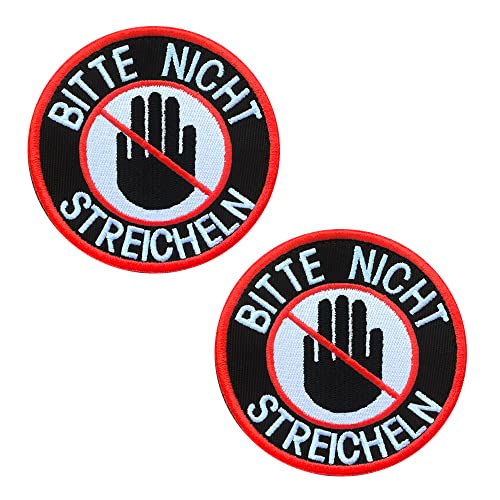 2 St. Taktisch Service Dog "BITTE NICHT STREICHELN" Emblem Bestickter Gestickt Abzeichen mit Klett Service Hund Militär Patch für Mittelgroße und Große Hunde Weste Harness Kleidung von Zcketo