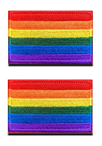 Zcketo 2 Stück LGBT Regenbogen Flagge Patch, Regenbogen Bestickter Klettverschluss, Emblem zum Aufnähen,Schwulenstolz Patches für Rucksäcke, Mützen, Westen, Helme, Jacken, Kleidung von Zcketo