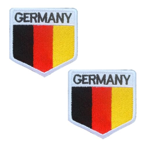 Zcketo 2 Stück Mini Germany Schild Flaggen Klett Emblem Patch mit Klettverschluss Deutschland Schild Bestickter Patch für Fußball Kleidung Taschen Uniform Rucksäcke Jacken Motorrad Biker von Zcketo