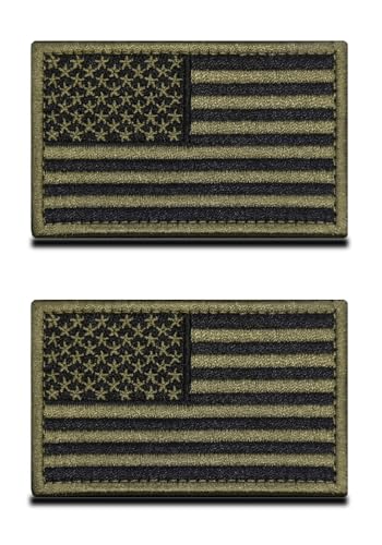 Zcketo 2 Stück dunkelgrün bestickte US-amerikanische Flagge Patch Taktischer Klettverschluss Emblem Nationalaufnäher für Kleidung Uniform Armband Airsoft Jacke Jeans Weste von Zcketo