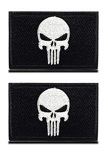 2 PCS Kompatibel mit Punisher Patch Airsoft Patch Militär Patches Aufkleber Abzeichen Bänder für Airsoft Cosplay Paintball Taktische Kleidung Rucksack Uniform Weste Hundegeschirr von Zcketo