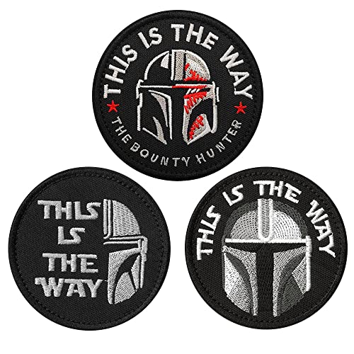 Zcketo 3 Stück This is The Way Mandalorian Half Helmet Star War Gestickter Klettverschluss auf der Rückseite Taktischer Moral-Patch zum Kleidung Taschen Rucksack Uniform Jersey Hundegeschirr von Zcketo