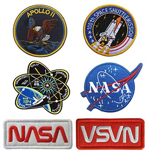 Zcketo 6 Pcs NASA Gestickt Aufnäher mit Klettverschluss, Nasa Weltraumforschung Patch für Kleidung Taschen Rucksack Uniform Weste Militär Taktisch Jersey,Jungen Herren NASA Patch von Zcketo