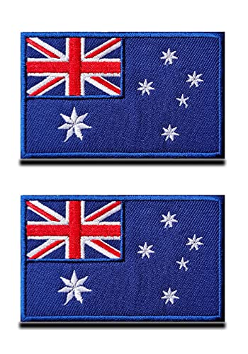 Zcketo Aufnäher mit australischer Flagge, Klettverschluss, bestickt, taktisch, Militär, National, Australien, zum Befestigen an Mützen, Taschen, Rucksäcken, Westen, taktische Kleidung, 2 Stück von Zcketo