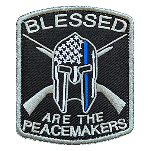 Zcketo God Blessed are The Peacemakers Thin Blue Line Tactical Embroidered Hook and Loop Support Police Army Law Staff Fastener Applique Patch for Caps,Bags,Backpacks,Clothes Shoulder,Vest von Zcketo