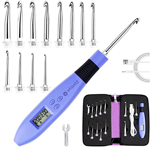 Zählendes Häkelnadel Set Mit Lichted, Ergonomische Häkelnadeln mit Led und digitalem Maschenzähler, Häkelset mit 9 austauschbaren Häkelnadeln zum Häkeln und Stricken Zählendes Häkelnadel Set Mit Lichted, Ergonomische Häkelnadeln mit Led und digitalem Maschenzähler, Häkelset mit 9 austauschbaren Häkelnadeln zum Häkeln und Stricken von Zcvtbye