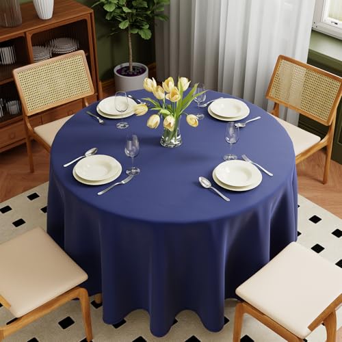 Zdada Blau Abwaschbar Tischdecken Rund Ø305cm Polyester Tischdecke, Kratzfest, Fleckschutz Tischtuch Outdoor Tischwäsche für Garten, Esszimmer, Feiern und Haushalt von Zdada