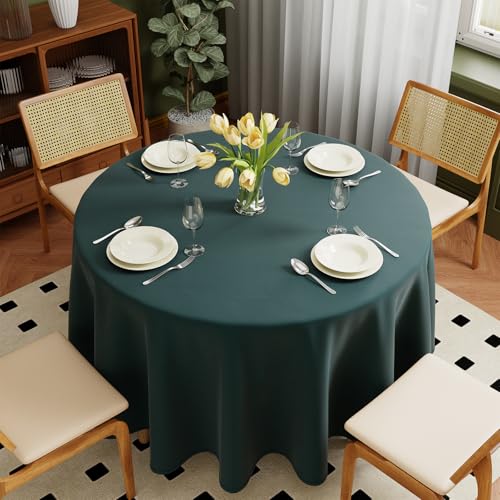 Zdada Grün Abwaschbar Tischdecken Rund Ø160cm Polyester Tischdecke, Kratzfest, Fleckschutz Tischtuch Outdoor Tischwäsche für Garten, Esszimmer, Feiern und Haushalt von Zdada