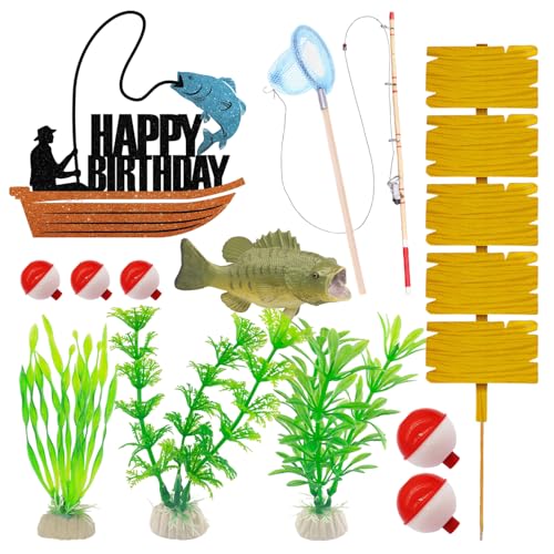 Fische Angeln Tortenaufleger Thema Dekoration Set,Tortendeko Angeln Cake Toppers im Fisch Deko Angeln Geburtstag Party Dekorationen, Party Zubehör für Geburtstagsfeiern, Urlaub Parteien, Angeln Feiern von Zdhsufnvw