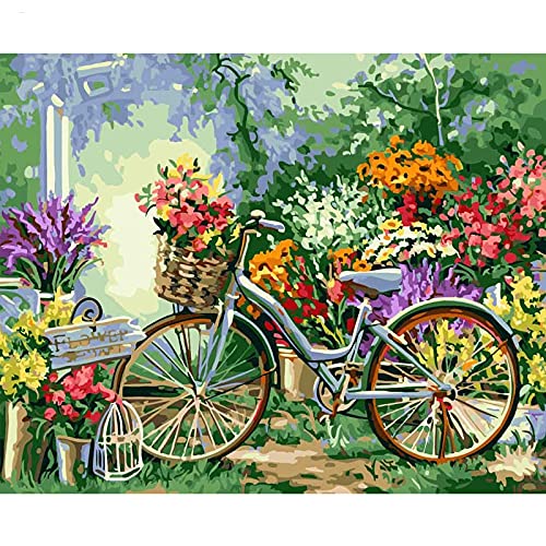 Malen nach Zahlen Ölgemälde nach Zahlen Fahrrad Öl Bild Nach Zahlen Auf Leinwand Acrylfarbe Handgemachte Farbzeichnung Dekoration (Kein Rahmen) 40x50cm von Zdklfm69