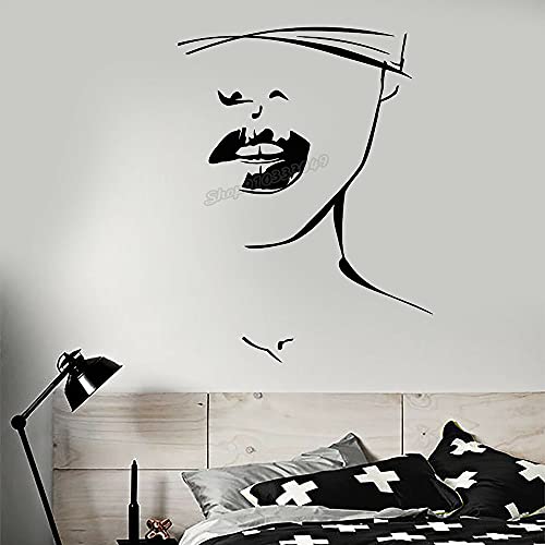 Zdklfm69 WandSticker Wandtattoos Frauen Silhouette Mädchen Gesicht Lippen Augenklappe Erotische Vinyl Home Schlafzimmer Dekoration Poster 110x84cm von Zdklfm69