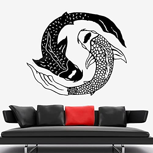 Zdklfm69 WandSticker Wandtattoos Yin Yang KOI Fisch Natur Tiere Yin Yang Fisch Karpfen Kreis Mandala Aufkleber für Wohnkultur 100x84cm von Zdklfm69