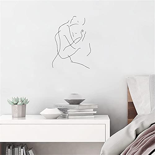 Zdklfm69 Wandtattoos Wandaufkleber Nordic Figuren Linie Paar Liebhaber Umarmen Intim Dekor Für Wohnzimmer Schlafzimmer Liebhaber Vinyl-Wandbild 76x56cm von Zdklfm69