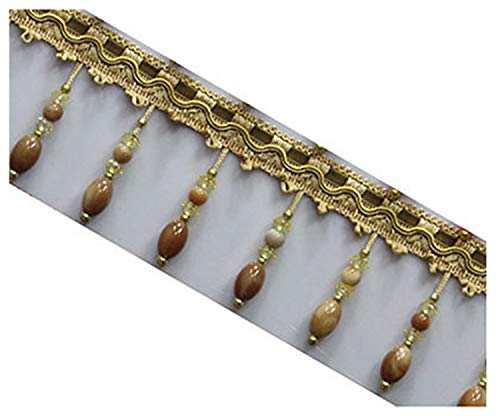 Zeagro Geflochtene Perlen zum Aufhängen mit Quasten, Fransenborte, Stoffband, Band, Vorhangband, Tischdekoration, 91 cm von Zeagro
