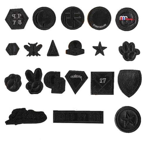20 Stück Aufnäher zum Aufbügeln, Bügelbilder für Textilien, Schwarz Bestickte Applikationen, Bestickte Aufnäher zum Aufbügeln Bügelflicken für Hut Jeans Kleidung Rucksäcke 20 Stück Aufnäher zum Aufbügeln, Bügelbilder für Textilien, Schwarz Bestickte Applikationen, Bestickte Aufnäher zum Aufbügeln Bügelflicken für Hut Jeans Kleidung Rucksäcke von Zeaicos