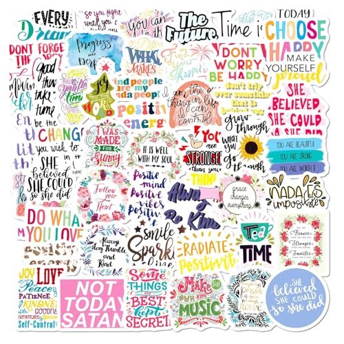 50 Stück Inspirierende Zitate Aufkleber, Wasserdichte Vinyl Sticker, Schöne Ansprechende Motivationsaufkleber für Jugendlich, Aufkleber für Laptop, Wasserflaschen, Scrapbooking, Mappen von Zeaicos