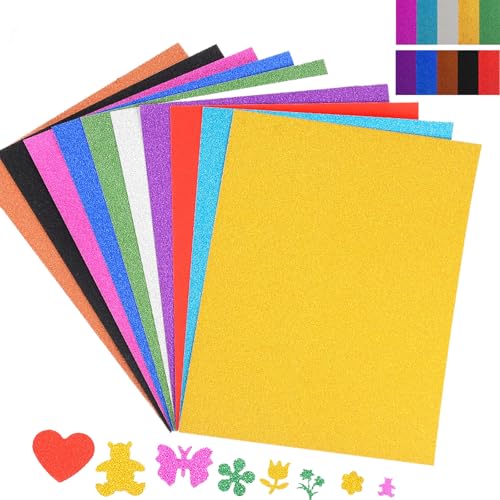 Glitzerpapier zum Basteln, 20 Blatt A4 Glitzer Karton zum Basteln und Gestalten, für DIY Grußkarten Scrapbooking Glitter Craft Paper von Zeaicos