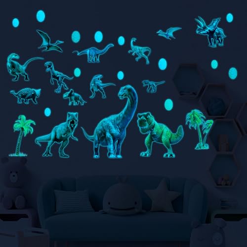Leuchtende Dinosaurier Wandsticker, 2 Stück Dinosaurier Wandtattoo Kinderzimmer für Glühen, Wandaufkleber für Junge Schlafzimmer Geschenke Leuchtende Dinosaurier Wandsticker, 2 Stück Dinosaurier Wandtattoo Kinderzimmer für Glühen, Wandaufkleber für Junge Schlafzimmer Geschenke von Zeaicos