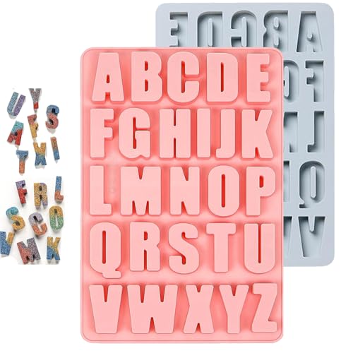 Silikonform Buchstaben, 26 Buchstaben A-Z Alphabet Groß Gießformen für Epoxidharz Letter Cake Backform für DIY-Formen, Kuchen, Backen, Schokolade, Eisbrocken, Fondant von Zeaicos