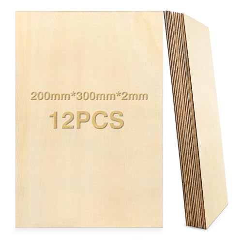Zeawavsl 12 StüCk Sperrholzplatte, 300 X 200 X 2 MM Lindensperrholz Naturholz Bastelholz, Unbehandelte Bastelholzbretter, Bastelholzbretter FüR Diy-Modellbau, Basteln, Malen (20 * 30 * 0.2) von Zeawavsl