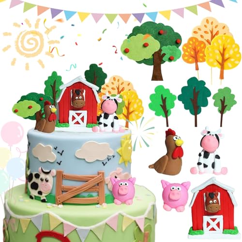 11 Stück Bauernhof Tier Cake Topper, Bauernhof Tierkuchen Dekoration, Topper Kuh Kuchen Dekoration für Bauernhof Tier Baby Dusche Geburtstagsparty Dekorationen 11 Stück Bauernhof Tier Cake Topper, Bauernhof Tierkuchen Dekoration, Topper Kuh Kuchen Dekoration für Bauernhof Tier Baby Dusche Geburtstagsparty Dekorationen von Zeaying