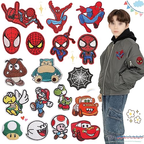 18 Stück Patches Zum Aufbügeln, Flicken Zum Aufbügeln Kinder, Patches Zum Aufbügeln Cartoon, Textilien Bügelflicken, Videospiele Embroidered Aufnäher für Kleidung, Für Jungen, Kinder, DIY-Rucksack von Zeaying