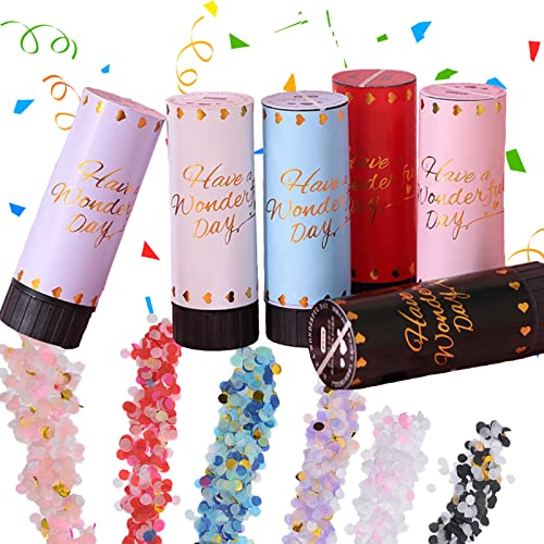 6 Stück Konfetti Bombe, Biologisch Abbaubares Konfetti, Konfettikanonen Set, Konfetti-kanone für Jungen Oder Mädchen, FüR Geschlecht Offenbaren, Weihnachten, Hochzeit (Bunt) von Zeaying