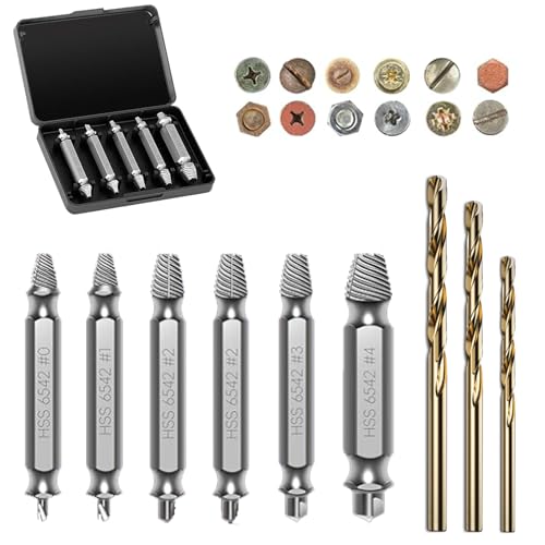 9 Stücke Schraubenausdreher Set, Spiral Screw Extractor, Sie Hatte Drei Gebräunte Jutesticks Vom Jutemarkt, Um Sie Bei Diesem Fest Beschädigten Schraubenzieher Auszuladen, Silber von Zeaying