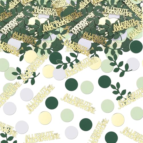 Zeaying 200 Stück Jugendweihe Konfetti mit Blätter Punkte Motiven, Tischdeko Jugendweihe Grün Gold, Jugendweihe Deko Konfetti Groß, für Party Geburtstag Hochzeit Kinderzimmer Tischplatte Papierfetzen Zeaying 200 Stück Jugendweihe Konfetti mit Blätter Punkte Motiven, Tischdeko Jugendweihe Grün Gold, Jugendweihe Deko Konfetti Groß, für Party Geburtstag Hochzeit Kinderzimmer Tischplatte Papierfetzen von Zeaying